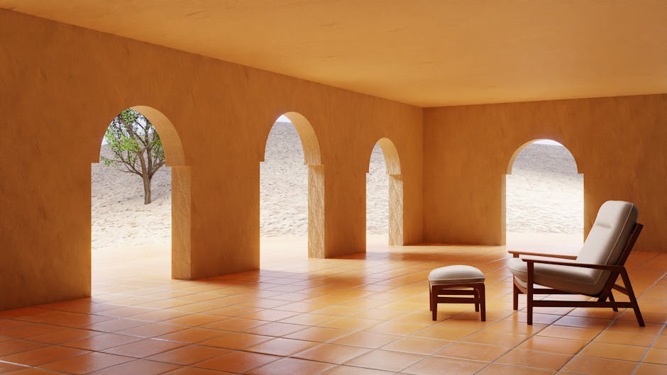 Peaceful archways with relaxation chair