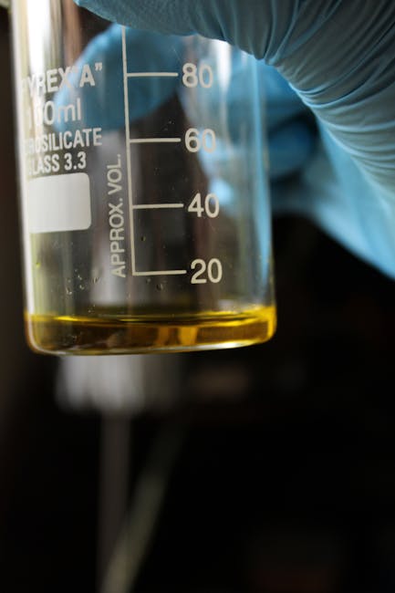 Scientific beaker with liquid